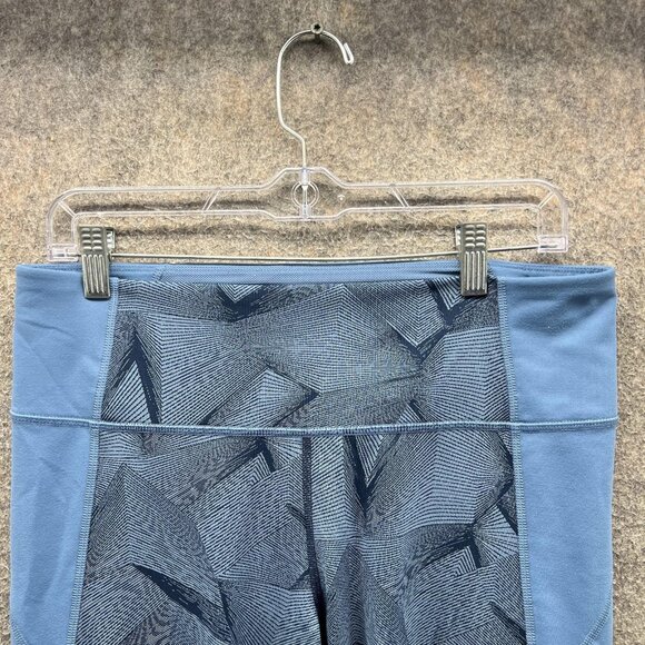 Under Armour Leggings Womens Large Blue Geometric Print Capri Gym Workout - Picture 9 of 10
